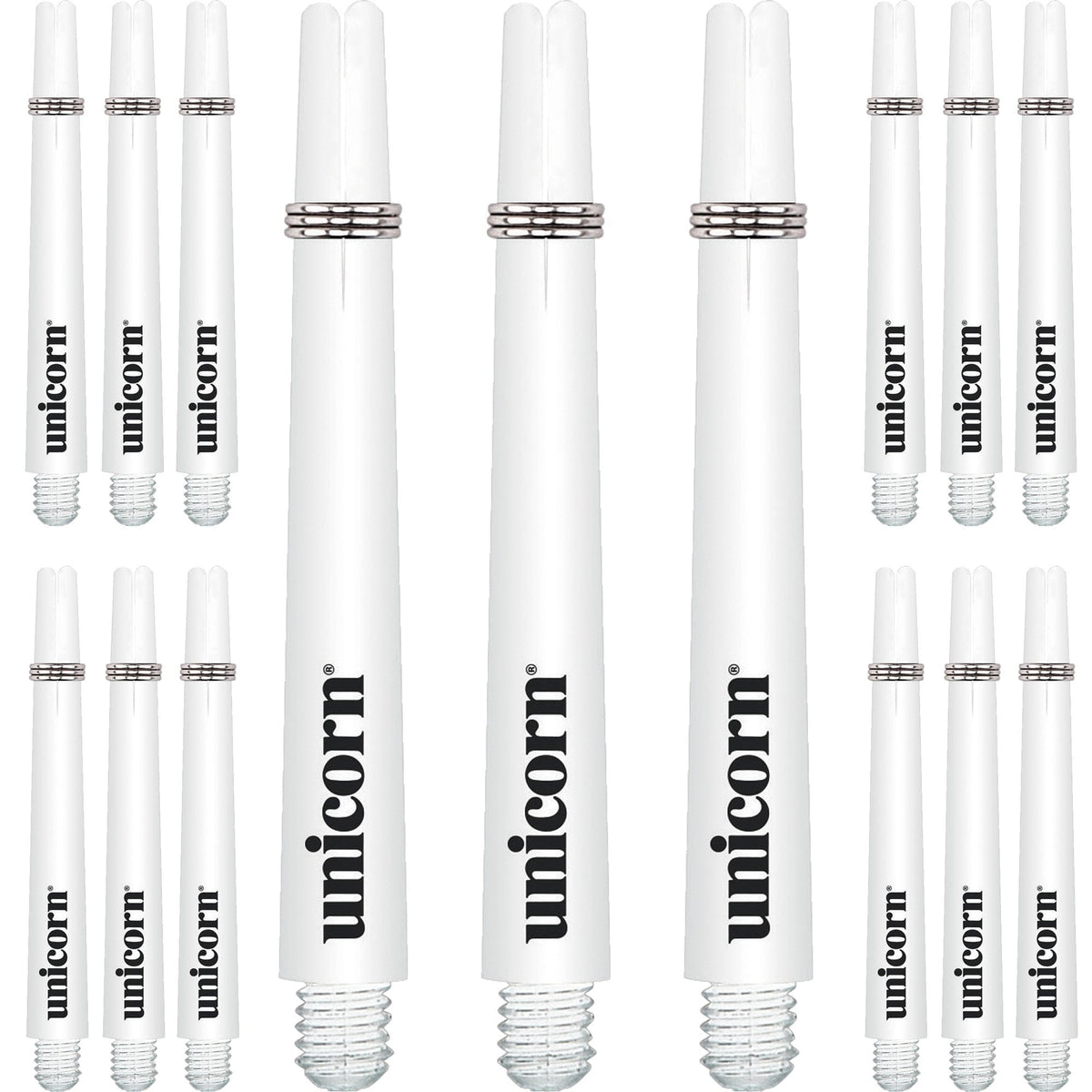 Unicorn Gripper 3 Dart Shafts - VALUE PACK - 5 Sets - White Medium