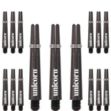 Unicorn Gripper 3 Dart Shafts - VALUE PACK - 5 Sets - Black Short
