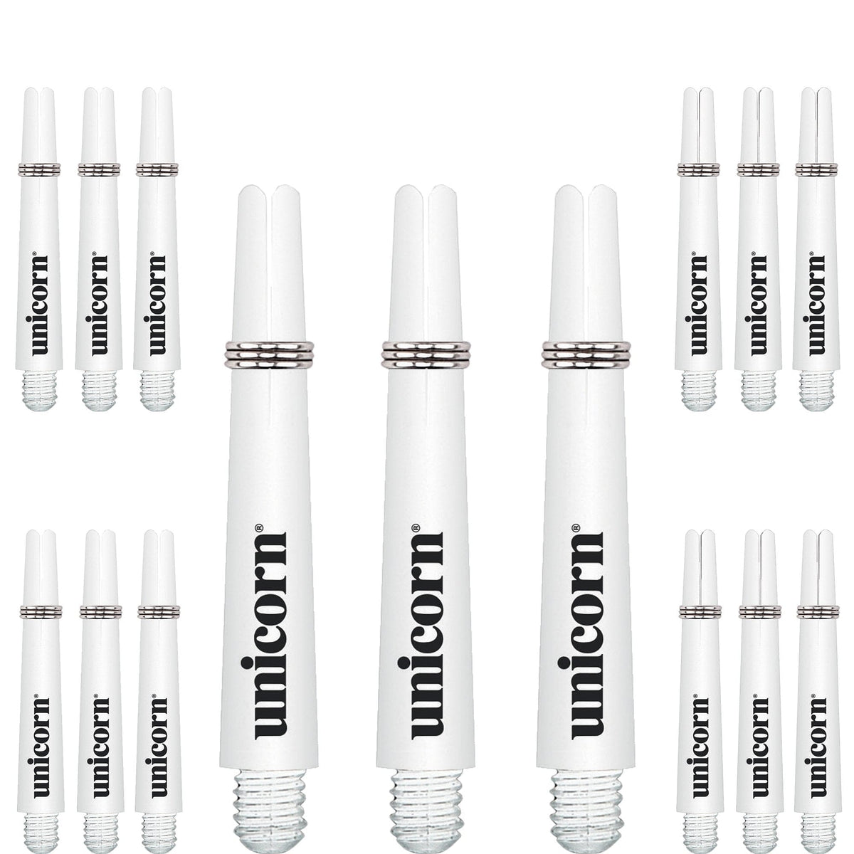 Unicorn Gripper 3 Dart Shafts - VALUE PACK - 5 Sets - White Short