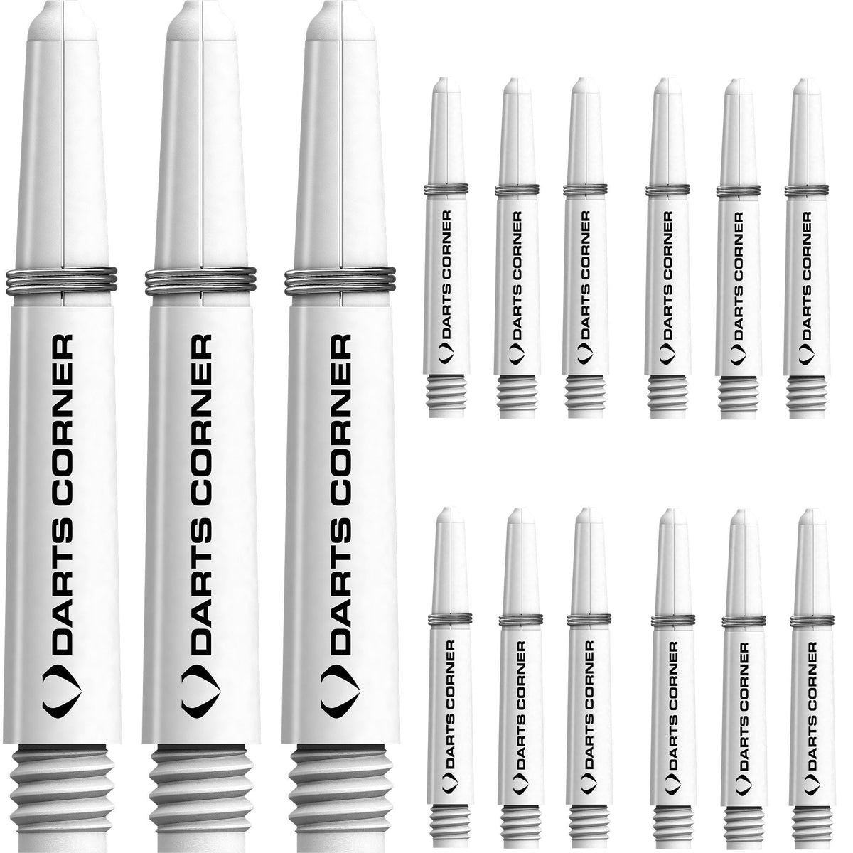 Darts Corner Nylon Dart Shafts - VALUE PACK - 5 Sets - White Short