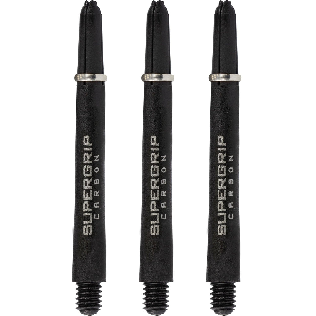 Harrows Supergrip Carbon Dart Shafts - Black & Silver Medium