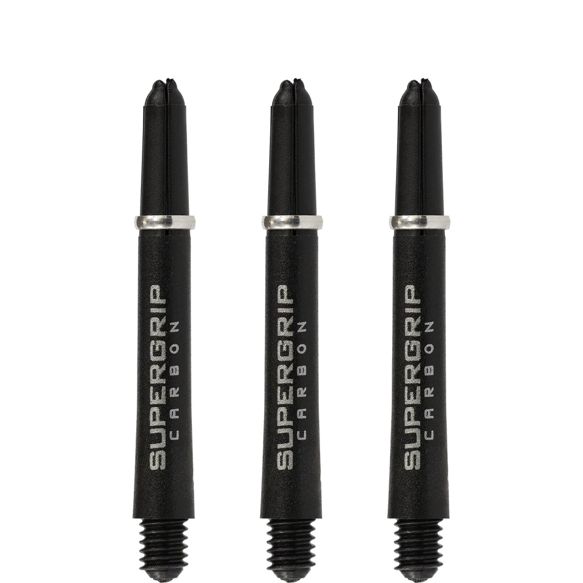 Harrows Supergrip Carbon Dart Shafts - Black & Silver Tweenie