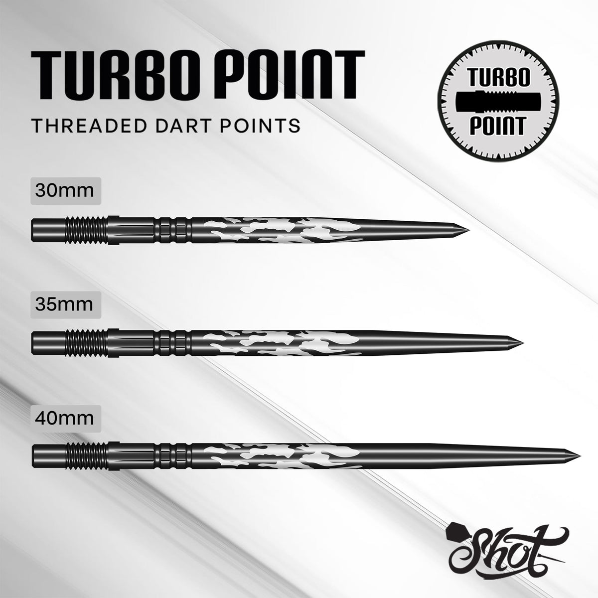 Shot Turbo Dart Points - Steel Tip - Shadow Black