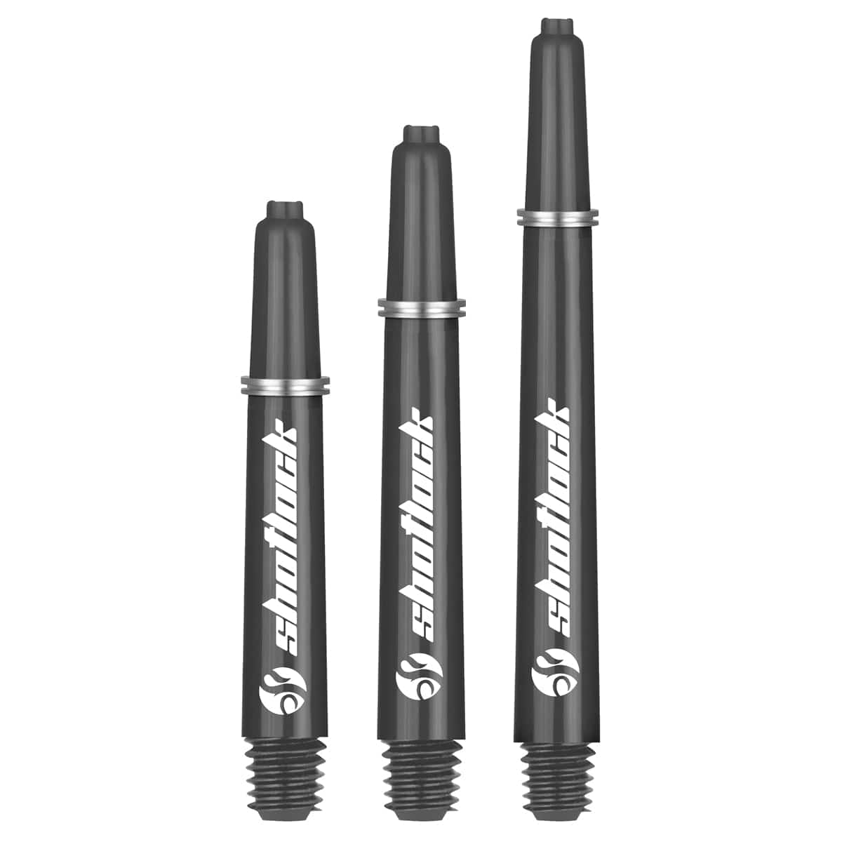 Shot Lock Dart Shafts - Durable Nylon Stems - with Shot Lock Rings - Black