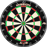 Dartboard Set: Mission Axis Dartboard + Black Jigsaw Surround + Throwline + 6 Darts
