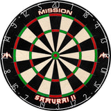 Dartboard Set: Mission Samurai II Dartboard + Pro Surround + Throwline + 6 Darts