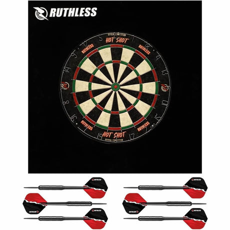 Ruthless Home Darts Centre - Square Jigsaw Surround & Hotshot Dartboard - 2 sets of darts