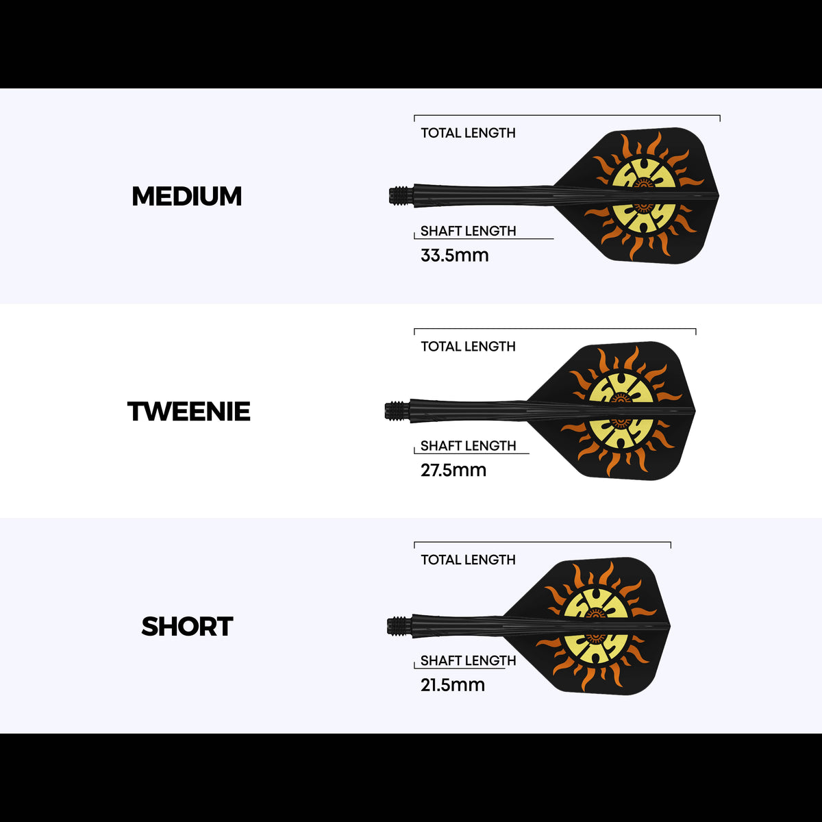 Caliburn SUP Dart Flights - Moulded Shaft & Flight - Sun - Standard No6