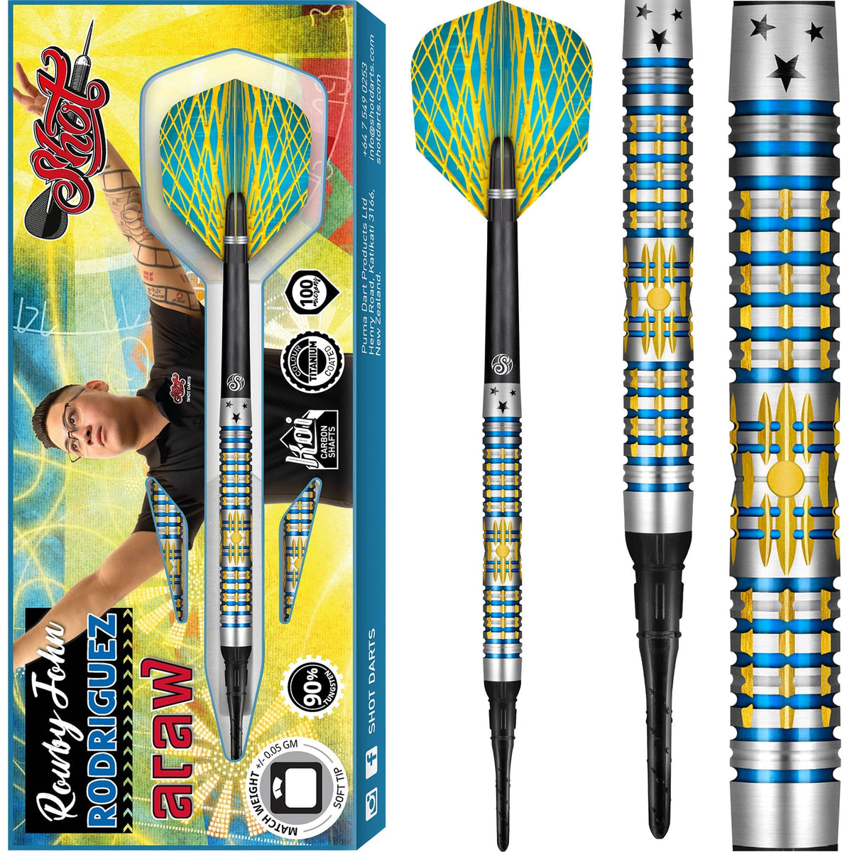 Shot Rowby-John Rodriguez Darts - Soft Tip Tungsten - Araw