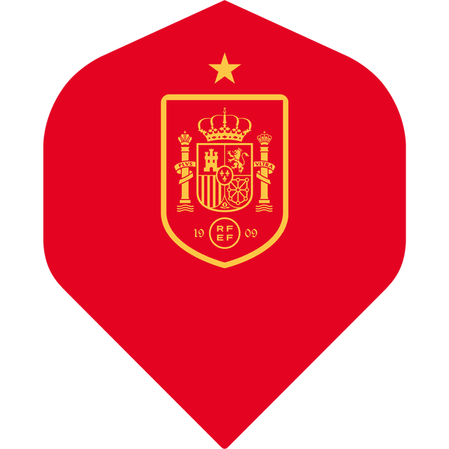 *Espana Football Dart Flights - Official Licensed - 100 Micron - No2 - Std - F1 - Spain - Red
