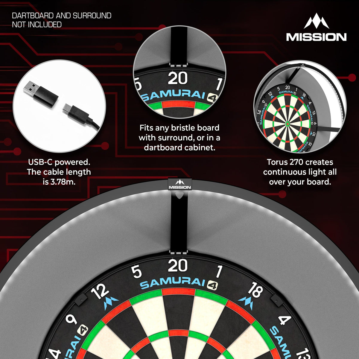 Mission Torus 270 - Dartboard Lighting - USB-C