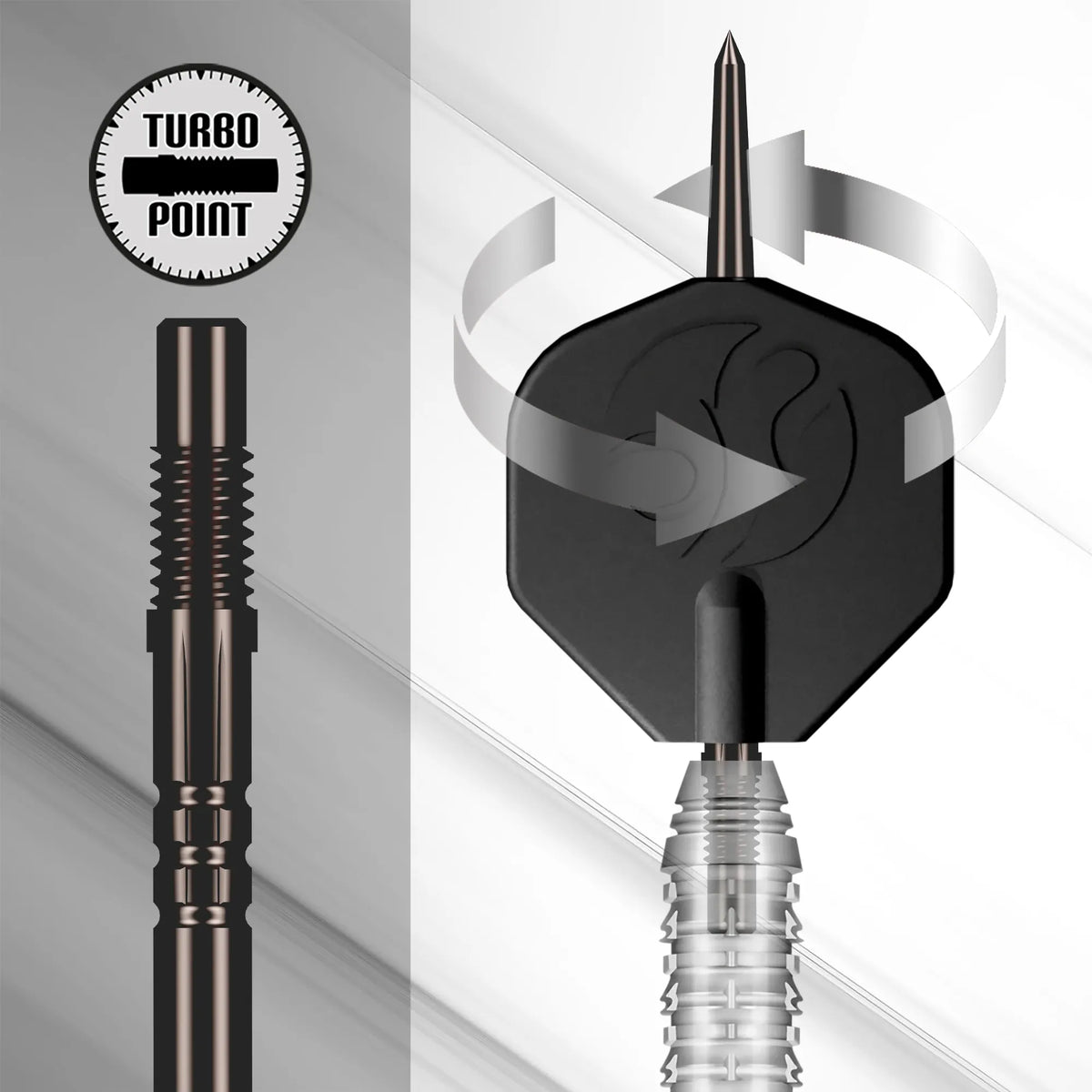 Shot Turbo Dart Points - Steel Tip - Shadow Black