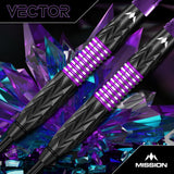 Mission Vector Darts - Steel Tip - 95% Tungsten - Black PVD & Purple Electro