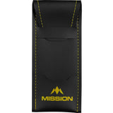 Mission Sport 8 Darts Case - Black Bar Wallet with Trim Yellow
