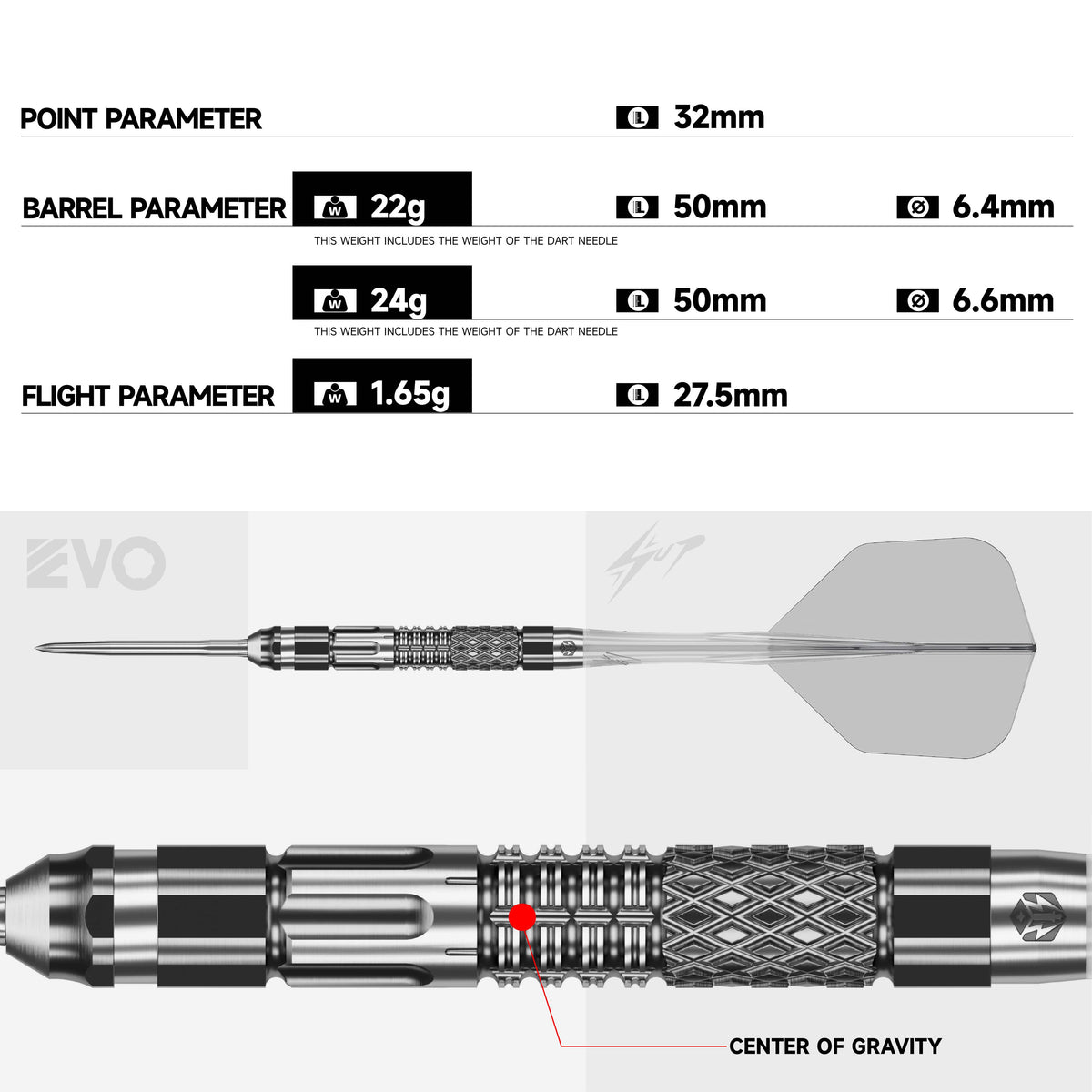 Caliburn Players Darts - Steel Tip - 90% Tungsten - XT