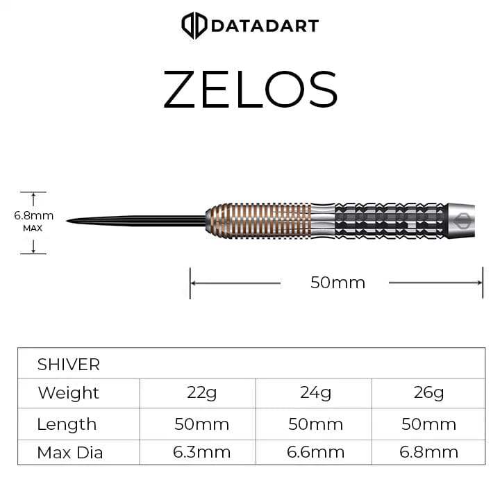 Datadart Zelos Darts - Steel Tip - 95% Tungsten
