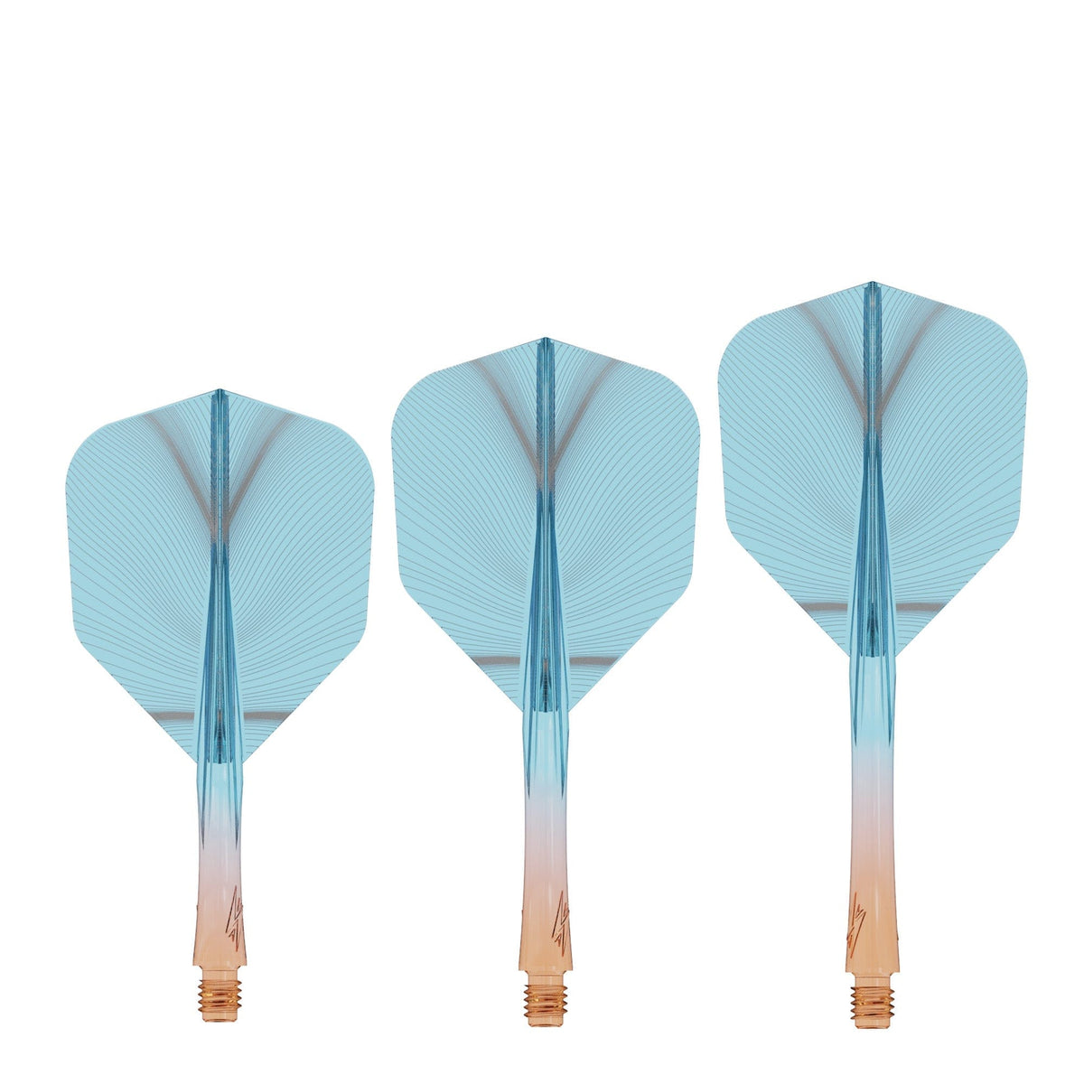 Caliburn SUP Flights - Moulded Shaft and Flight -  Standard No6 - Feather - Orange & Blue