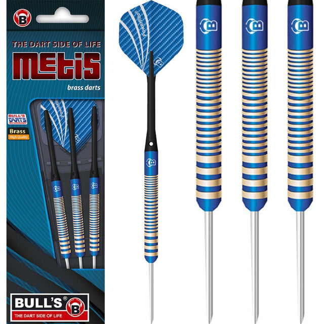 BULL'S Metis Darts - Steel Tip - Coloured Brass - Blue 21g
