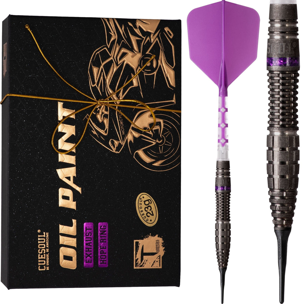 Cuesoul Motorcycle Darts - Soft Tip Tungsten - Exhaust - Hope Ring - Purple 23g