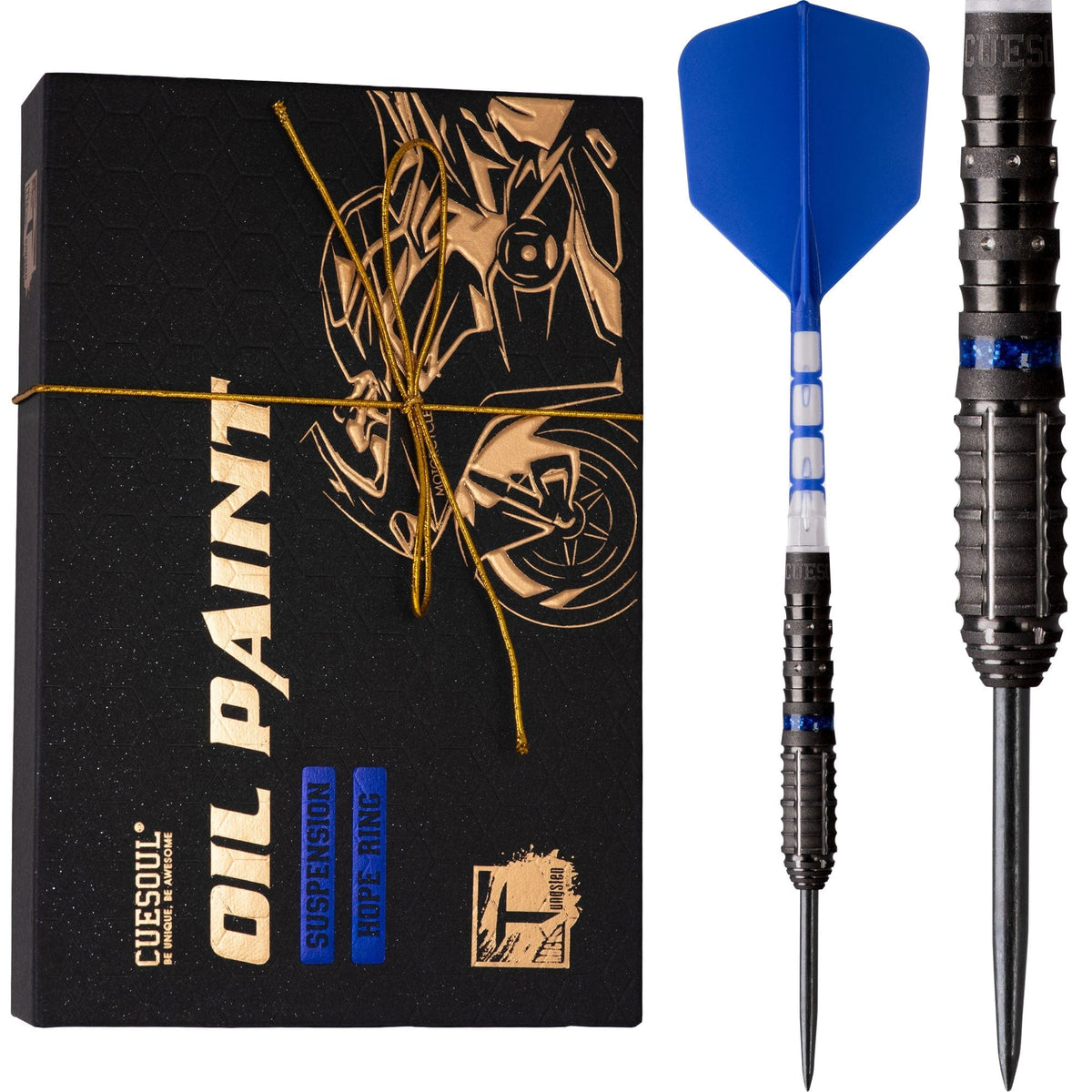 Cuesoul Motorcycle Darts - Steel Tip Tungsten - Suspension - Hope Ring - Blue 24g
