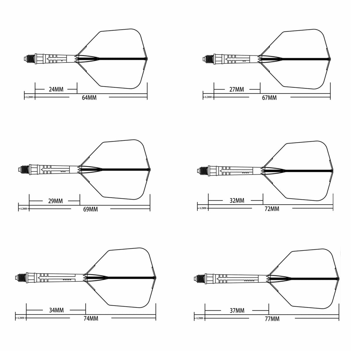 Cuesoul Rost T19 Carbon Fibre - Integrated Dart Shaft and Flights - Big Wing - Orange