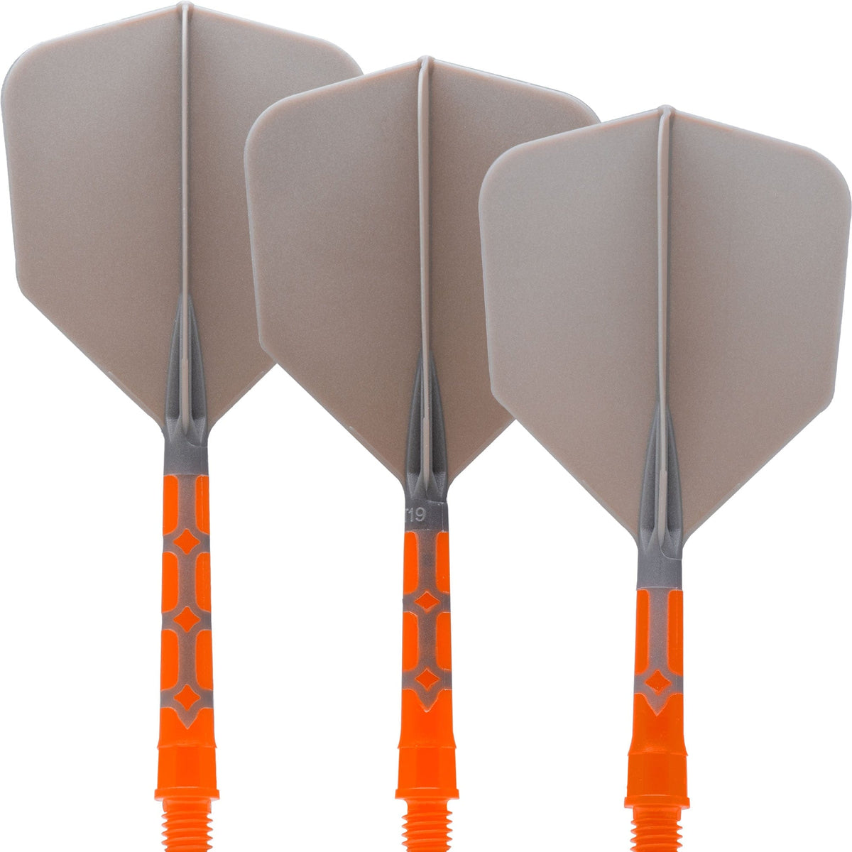 Cuesoul Rost T19 Integrated Dart Shaft and Flights - Big Wing - Orange with Grey Flight