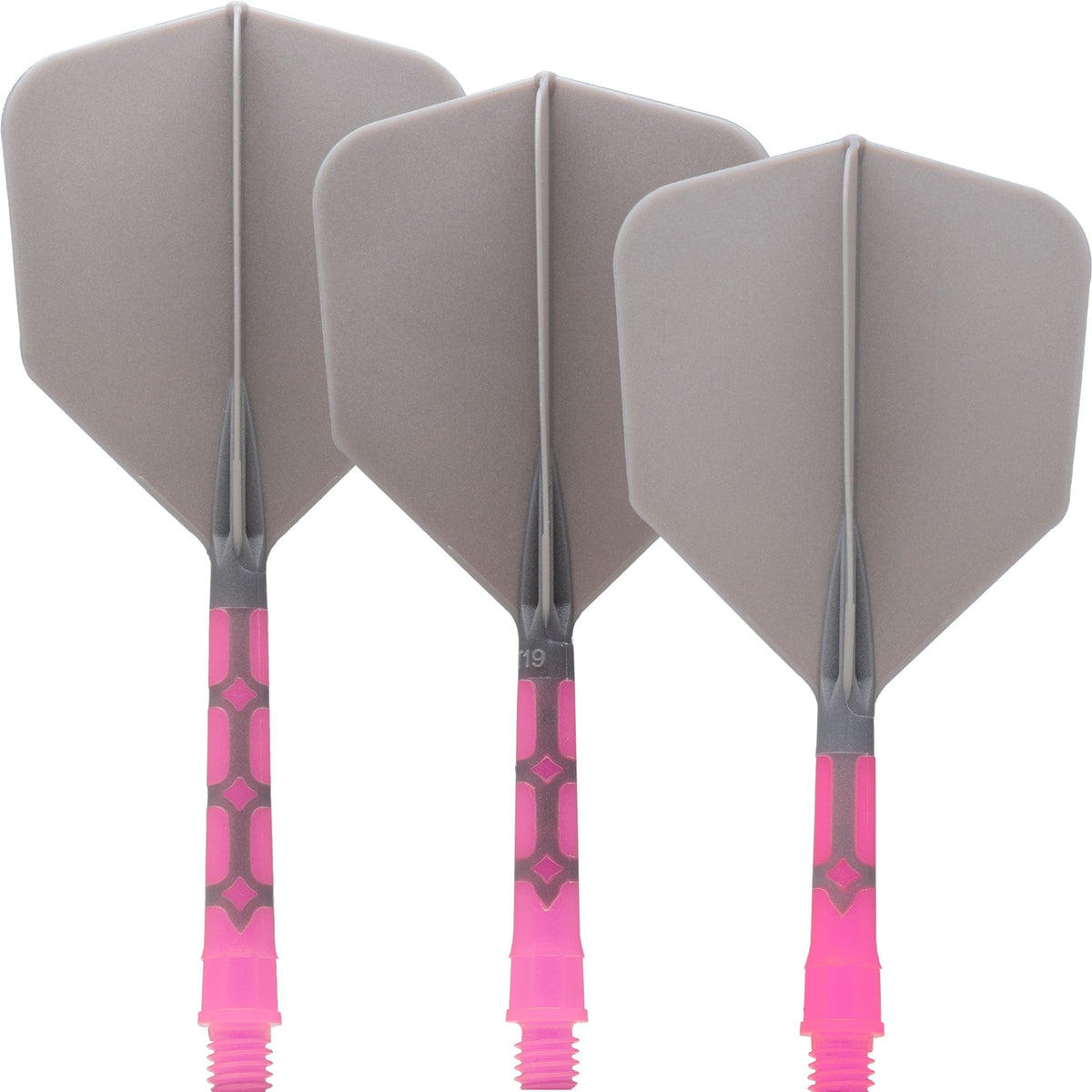 *Cuesoul Rost T19 Integrated Dart Shaft and Flights - Big Wing - Pink with Grey Flight