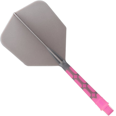 *Cuesoul Rost T19 Integrated Dart Shaft and Flights - Big Wing - Pink with Grey Flight Long