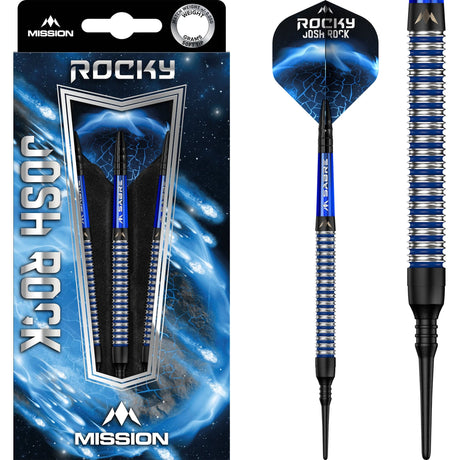 *Mission Josh Rock Darts v1 - Soft Tip - 95% - Rocky - Black & Blue - 18g 18g