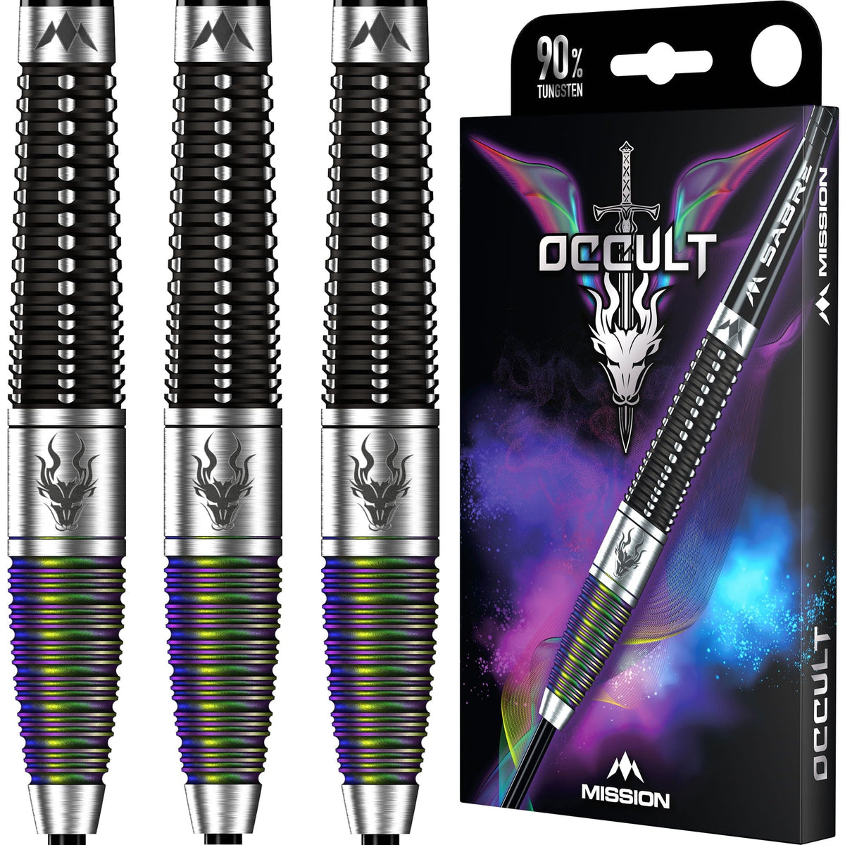 Mission Occult Darts - Steel Tip - 90% - Black & Coral PVD