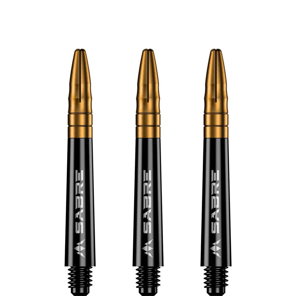 Mission Sabre Shafts - Polycarbonate Dart Stems - Black - Gold Top Tweenie
