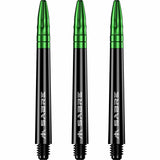 Mission Sabre Shafts - Polycarbonate Dart Stems - Black - Green Top Medium