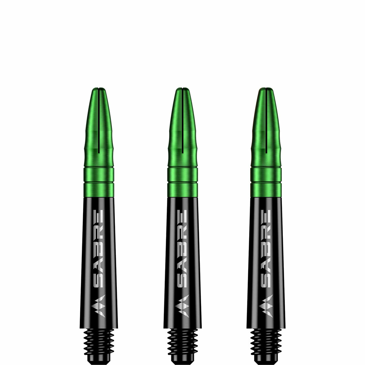Mission Sabre Shafts - Polycarbonate Dart Stems - Black - Green Top Short
