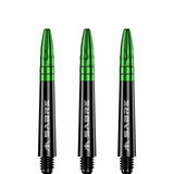 Mission Sabre Shafts - Polycarbonate Dart Stems - Black - Green Top Tweenie