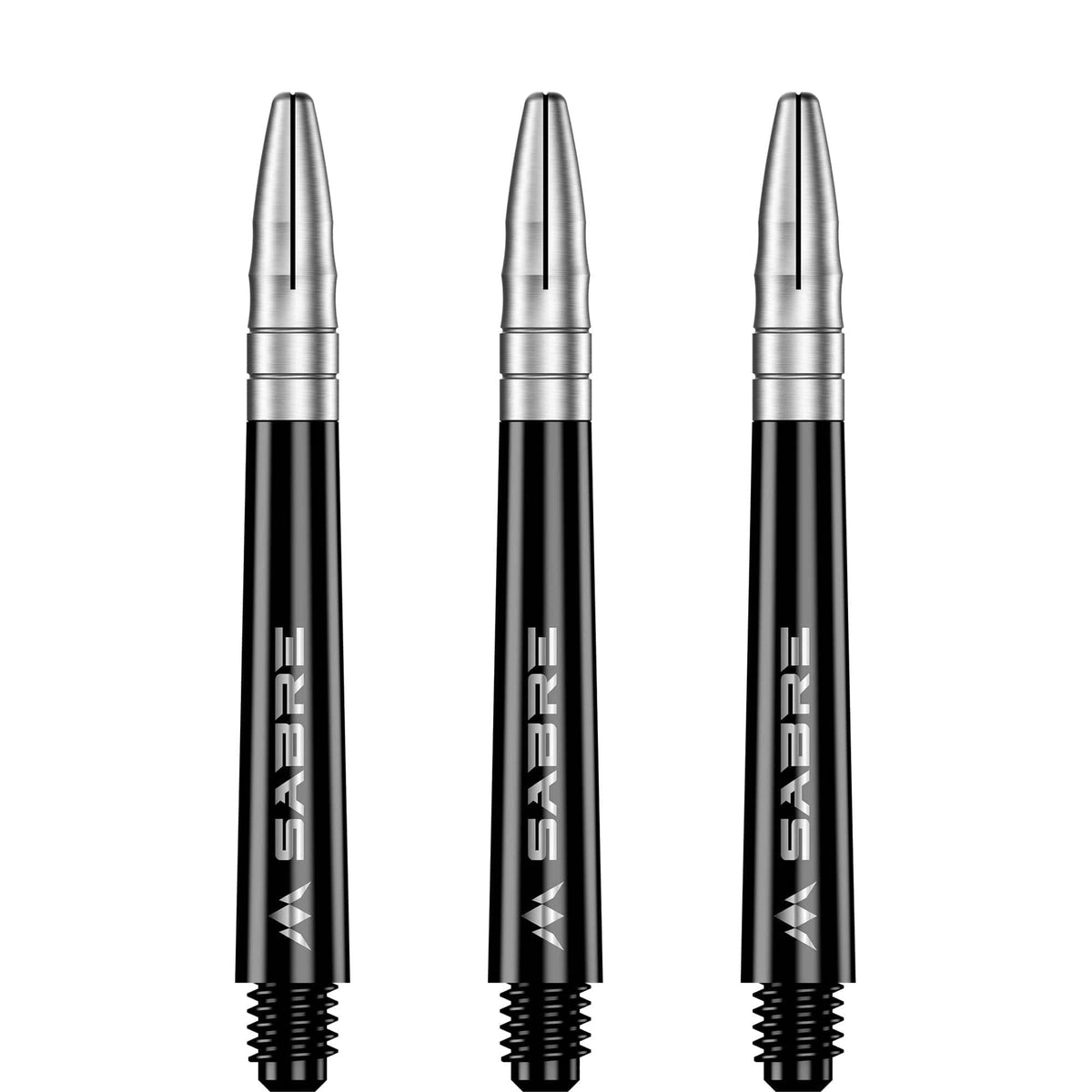 Mission Sabre Shafts - Polycarbonate Dart Stems - Black - Silver Top Tweenie Plus