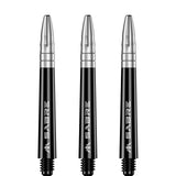 Mission Sabre Shafts - Polycarbonate Dart Stems - Black - Silver Top Tweenie Plus