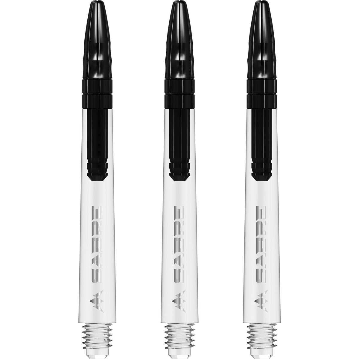 Mission Sabre Shafts - Polycarbonate Dart Stems - Clear - Black Top Medium