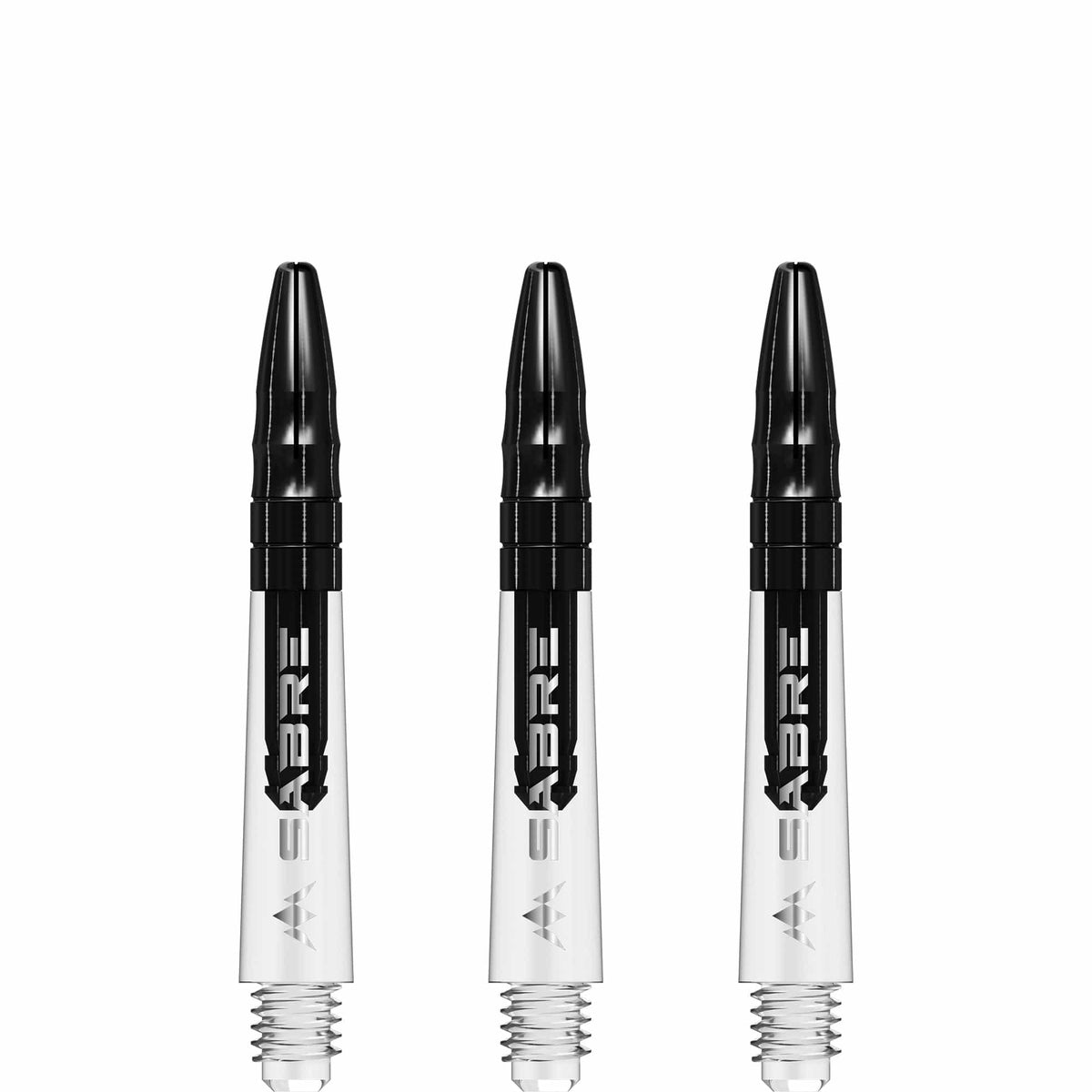 Mission Sabre Shafts - Polycarbonate Dart Stems - Clear - Black Top Short