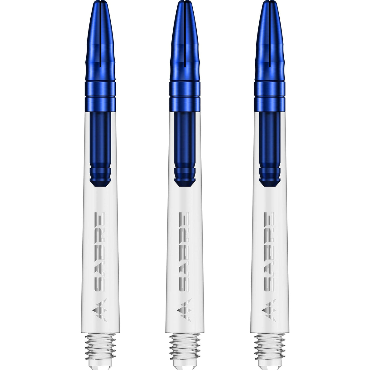 Mission Sabre Shafts - Polycarbonate Dart Stems - Clear - Blue Top Medium
