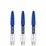 Mission Sabre Shafts - Polycarbonate Dart Stems - Clear - Blue Top Short