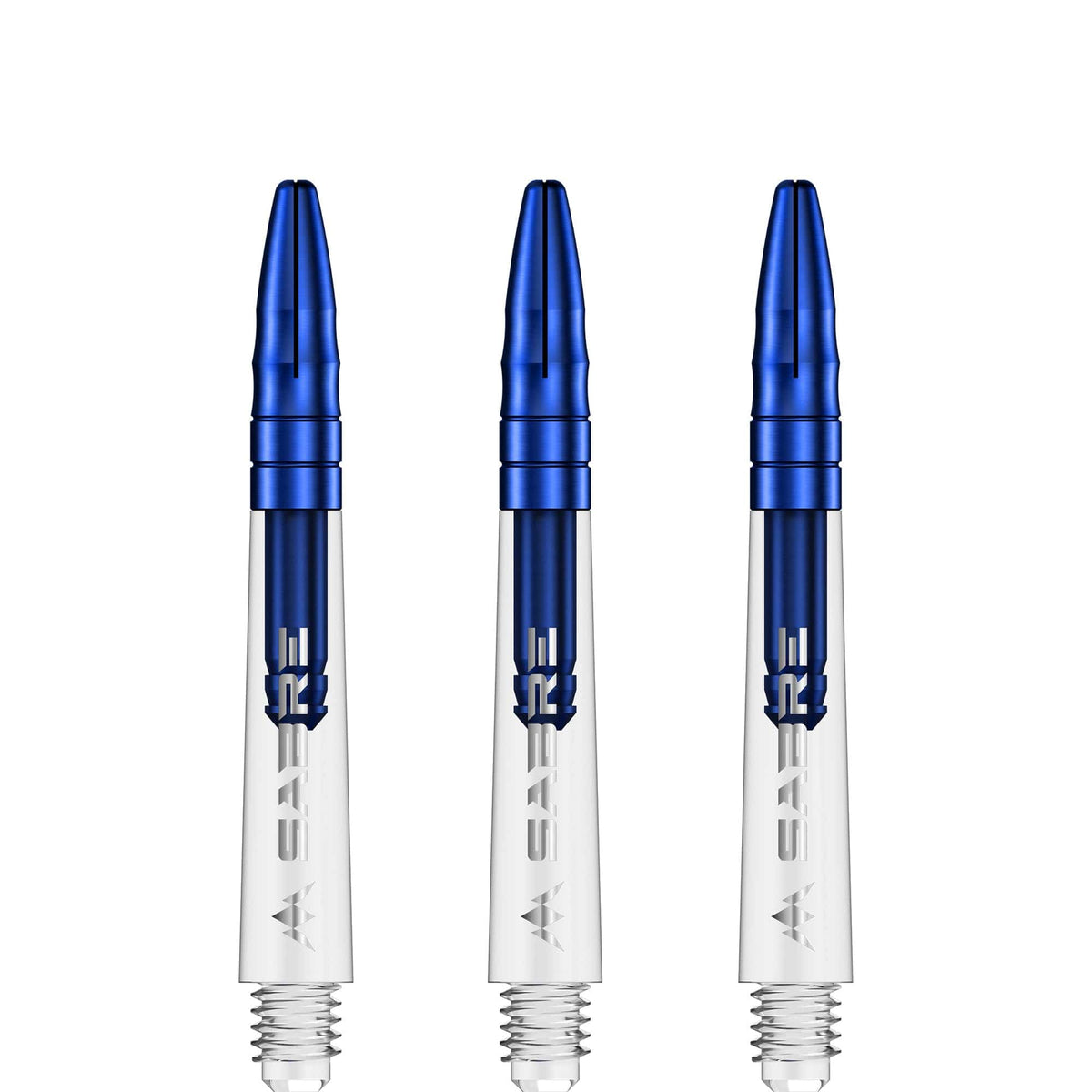 Mission Sabre Shafts - Polycarbonate Dart Stems - Clear - Blue Top Tweenie