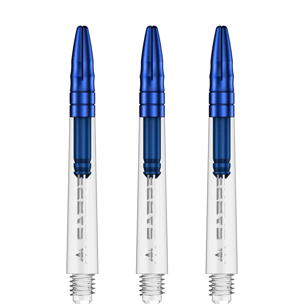 Mission Sabre Shafts - Polycarbonate Dart Stems - Clear - Blue Top Tweenie Plus