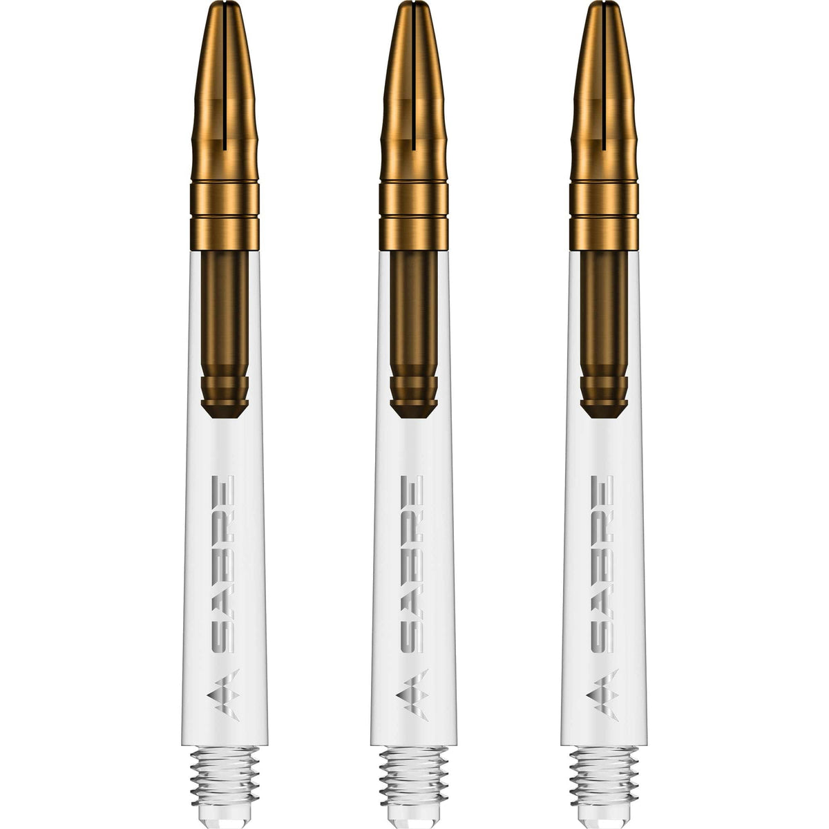 Mission Sabre Shafts - Polycarbonate Dart Stems - Clear - Gold Top Medium