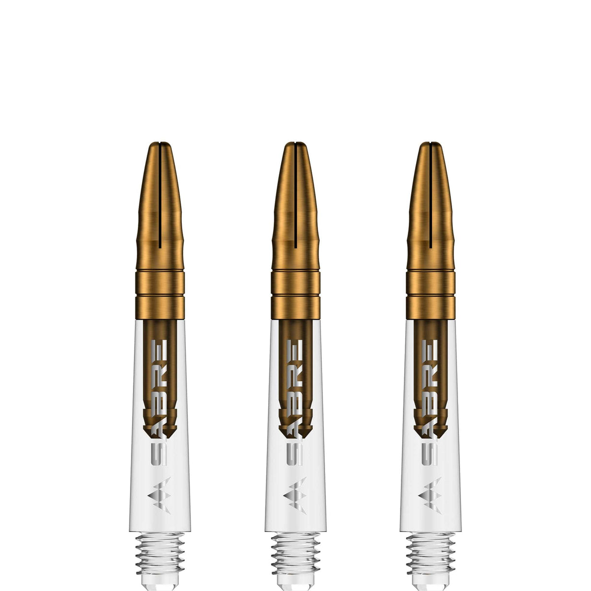 Mission Sabre Shafts - Polycarbonate Dart Stems - Clear - Gold Top Short