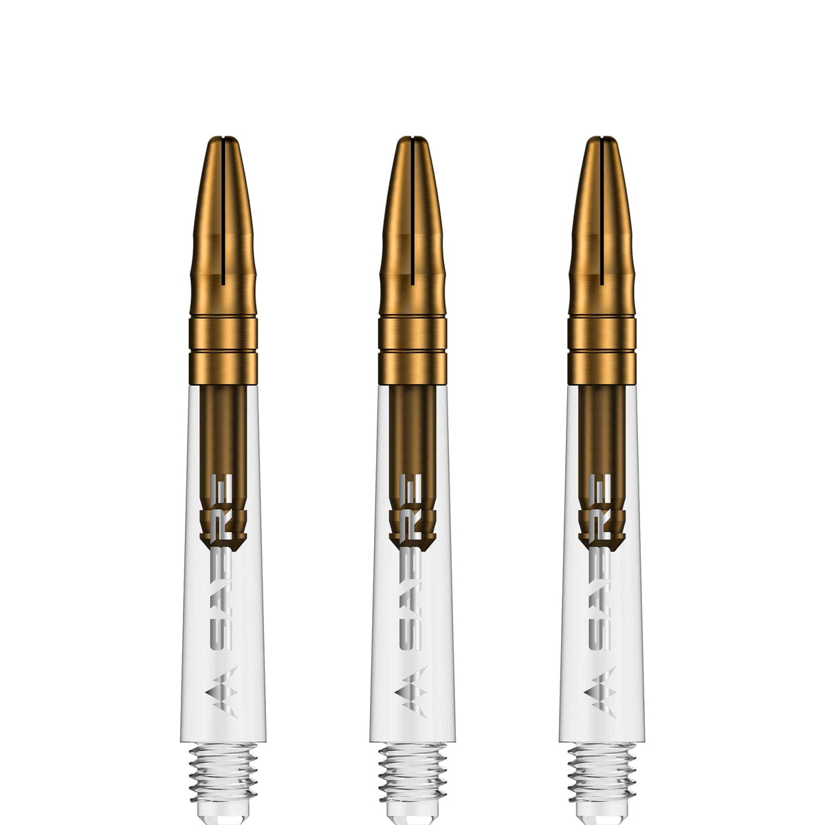 Mission Sabre Shafts - Polycarbonate Dart Stems - Clear - Gold Top Tweenie