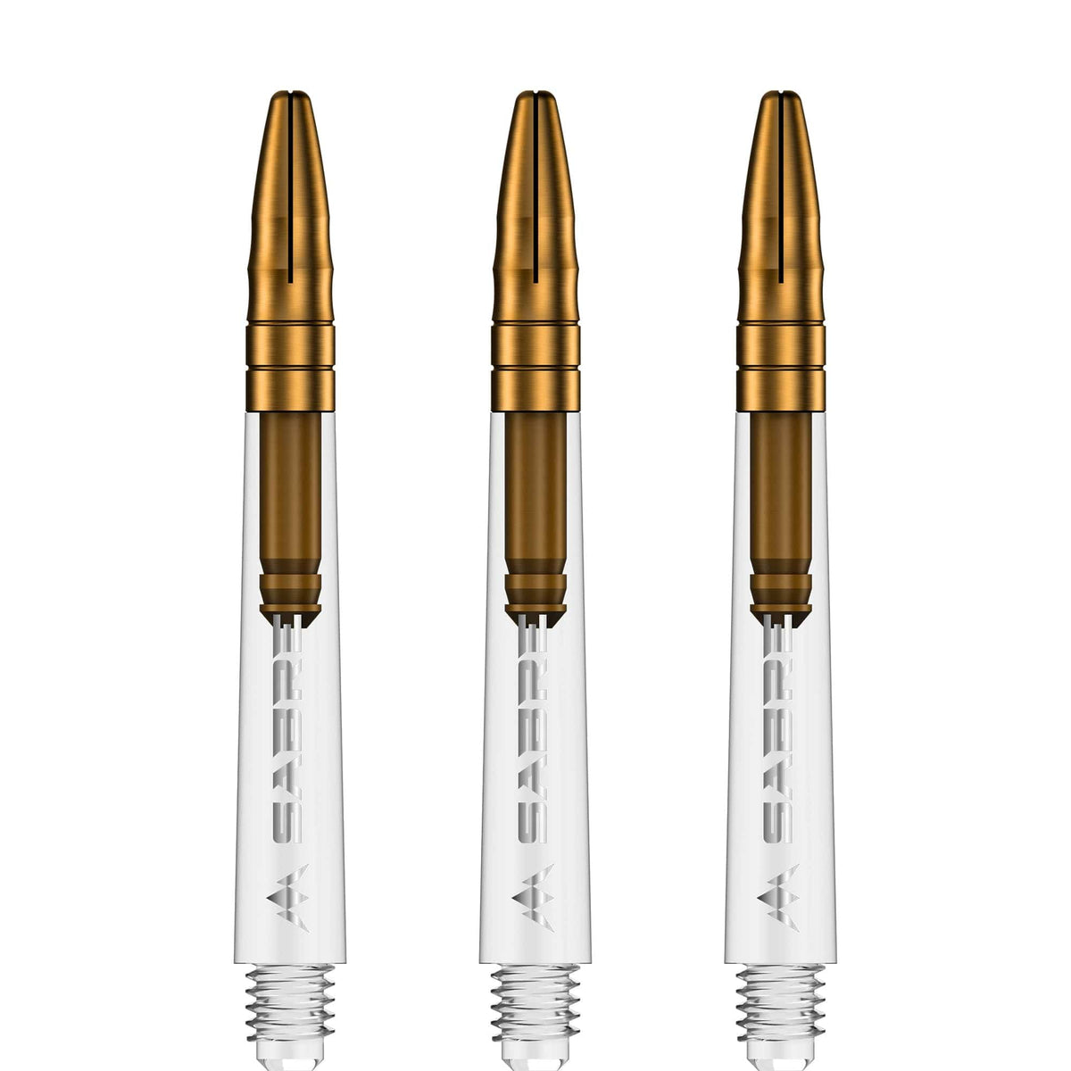 Mission Sabre Shafts - Polycarbonate Dart Stems - Clear - Gold Top Tweenie Plus