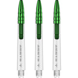 Mission Sabre Shafts - Polycarbonate Dart Stems - Clear - Green Top Medium