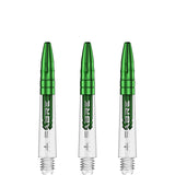 Mission Sabre Shafts - Polycarbonate Dart Stems - Clear - Green Top Short