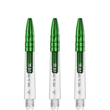 Mission Sabre Shafts - Polycarbonate Dart Stems - Clear - Green Top Tweenie