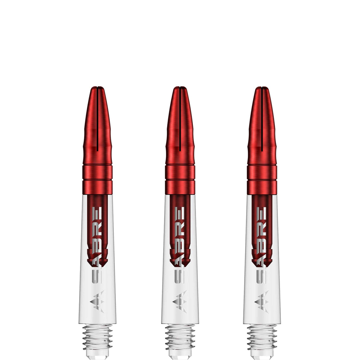 Mission Sabre Shafts - Polycarbonate Dart Stems - Clear - Red Top Short